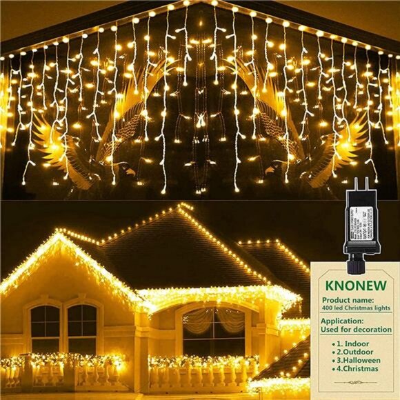 Christmas Lights Decorations 400 LED 33ft 8 Modes Curtain Fairy String Light - Picture 1 of 7